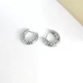Stainless steel geometric hoop earrings, minimalist creative striped silver studs. - Round Ear Buckle / Steel