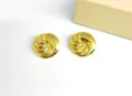 Gold swirl stud earrings vintage geometric metal minimalist chic fashion jewelry accessories - Round Wrinkle Style / Round Gold