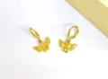 Gold angel wing hoop earrings, 18k gold plated stainless steel fashion jewelry accessories. - Angel Style (HJ1106a) / Gold