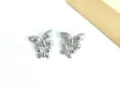 Stainless steel double butterfly earrings, stylish fashion silver tone jewelry for women. - Double Butterfly Steel