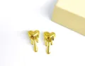 Gold plated stainless steel melted heart earrings, unique lava design for daily fashion wear. - Heart Lava Gold