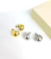 Chunky domed metal teardrop earrings set in gold and silver finish stylish jewelry. - Silver Fat Crescent