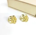 Vintage gold camellia flower earrings, elegant metal floral stud earrings for women daily wear. - Vintage Camellia Shape / Flower Gold