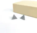 Stainless steel bead triangle stud earrings, minimalist geometric silver jewelry style. - Triangle Bead Style / 16x16mm / Steel