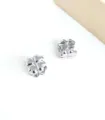 Silver four leaf clover stud earrings for women, chic heart petal design elegant jewelry gift. - Four-Leaf Heart / Steel