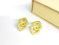 Gold Double Square Pearl Earrings Elegant Stainless Steel Geometric Jewelry Variant Style - Double Layer Geometric Square Style / Double-Layer Square Gold