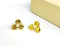 Elegant gold metal flower pearl stud earrings, stylish minimalist jewelry for women. - Three-Leaf Flower Gold (HJ20241101D)