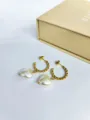Pendientes de Aro Corazón Perla Acero Inoxidable Chapado Oro 18K Torsados Moda - Estilo Colgante de Corazón con Aro Torsado