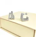 Silver stainless steel multi-layer beaded geometric hoop earrings for women fashion jewelry - Square Shape / Silver