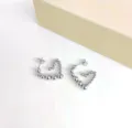 Stainless steel bead heart earrings for women, minimalist silver metal trendy jewelry style. - Irregular Bead Style / 23x23mm / Steel