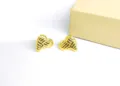 Gold braided heart earrings fashion minimalist metal ear studs for women jewelry gift - Braided Pleated Heart Style / Asymmetric Heart Gold