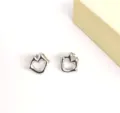 Chic silver metallic heart lips earrings, stylish minimalist stainless steel jewelry for women. - Lip (Silver Tone) / Silver