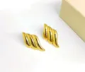 French style gold plated stainless steel wave earrings, elegant minimalist jewelry design. - Wings Wave (Gold) / Gold