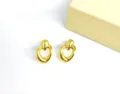 Gold geometric molten heart earrings, stylish stainless steel ear studs for daily wear. - Irregular Gold