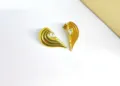 Vintage Gold Stainless Steel Earrings with Crystal Stone, French Court Style Variant Jewelry - Half Heart Gold (HJ20241031D)