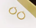 Twisted link hoop earrings, 18K gold plated metal round huggie earrings for women style. - Gold No.3