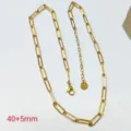 Stainless steel 18k gold plated paperclip chain necklace with extension chain for daily women wear. - Gold (Cross Multi Layer Design)