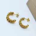 18K Gold Plated Twisted Rope Hoop Earrings Stainless Steel Chunky Statement Earrings - Half-hoop Twist Rope Style / Gold