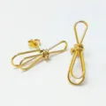 Minimalist gold tone stainless steel bow design stud earrings, elegant daily variant style. - Bowknot Shape / Gold