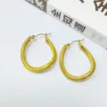 Gold stainless steel textured twist hoop earrings trendy European style fashion jewelry gift - Gold 4