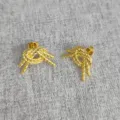Gold-plated stainless steel rope twist knot stud earrings, minimalist fashion jewelry design. - Twist Knot Studs (Gold 2) / Gold