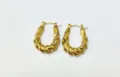 Chunky twisted gold hoop earrings, 18K gold plated stainless steel hoop earrings for women. - Classic Twist Weave Ear Buckle / Gold 5