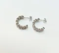 Silver twisted rope hoop earrings, stylish metallic braided design for daily wear and chic looks. - Braided Weaving Style / Steel