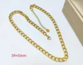 Gold Cuban link chain necklace for women, stainless steel 18k gold plated choker jewelry. - Gold 6