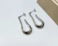 Stainless steel abstract drop stud earrings, modern silver metal jewelry for women daily wear. - Abstract Streamline / Silver
