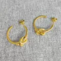 Gold stainless steel knot hoop earrings featuring a unique braided texture design. - Open Knot Style (Gold 1) / Gold
