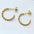Gold twisted hoop earrings stainless steel 18k gold plated chic minimalist jewelry for women. - C-shape Twist Style / 17*2mm / Gold