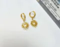 Stainless steel 18K gold plated sun heart hoop earrings, elegant daily jewelry variant for women. - Sun Heart Pendant Style / Gold