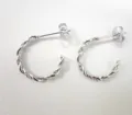 Silver twisted hoop earrings for women, minimalist stainless steel rope design jewelry. - Twist Texture Style / Steel