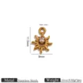 Vista dettagliata del ciondolo sole in acciaio inossidabile con dimensioni e peso indicati. - Ciondolo Sole Strass Oro / 1 Pezzo/Confezione / Bianco