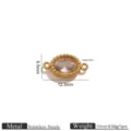 Stainless steel marquise rhinestone double hole connector for DIY jewelry making bracelets 1pcs - Gold Oval Rhinestone Double Hole Pendant / White