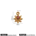 Ciondolo sole strass oro in acciaio inossidabile doppio foro connettore gioiello DIY. - Ciondolo Sole Strass Oro / 1 Pezzo/Confezione / Rosa