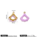 Colgante ola esmalte morado de acero inoxidable accesorio de joyería DIY vista detallada - Colgantes cuadrados geométricos calados morado claro