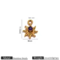 Ciondolo sole in acciaio inossidabile placcato oro 18K con cristallo blu, connettore DIY 11.5x9mm - Ciondolo Sole Strass Oro / 1 Pezzo/Confezione / Blu