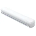 White plastic cling film dispenser with slide cutter for kitchen food wrap and foil. - Suction Cup White