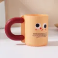 Cute plastic toothbrush cup with big eyes cartoon face and U-shaped handle for daily washing. - 501-600ml / Orange