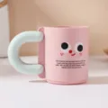 Cute cartoon plastic toothbrush cup for couple family daily use, pink mug with blue handle. - 501-600ml / Pink