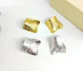 French retro metallic textured earrings set gold and silver stylish geometric drop jewelry - Square Textured (Silver Tone) / Silver