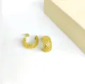 French style 18k gold plated stainless steel textured hoop earrings for women fashion chic - C-Shape Textured (Gold) / Gold