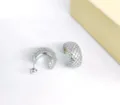 Chunky pavé hoop earrings for women, sparkling cubic zirconia silver plated fashion jewelry. - C-Shape Rhinestone (Silver Tone) / Silver