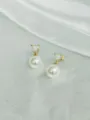 Chic Gold Heart Zirconia Imitation Pearl Drop Stud Earrings Elegant Fashion Jewelry - Heart Gold