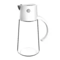 Clear glass oil dispenser bottle with automatic lid and handle for kitchen cooking use. - 550ml - Khaki White