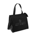 Black insulated lunch bag tote with zipper and handle for office school daily meal prep. - Short Cactus Style / Black