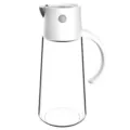 Glass oil dispenser bottle for kitchen cooking, automatic open lid, leakproof oil cruet. - 650ml - Khaki White