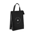 Black insulated lunch bag, portable thermal tote food container storage bag for daily use. - Tall Heart Model / Black