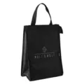 Black insulated lunch bag, portable thermal cooler tote handbag for school and office. - Tall Cactus Model / Black
